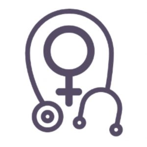 A stethoscope and female gender symbol